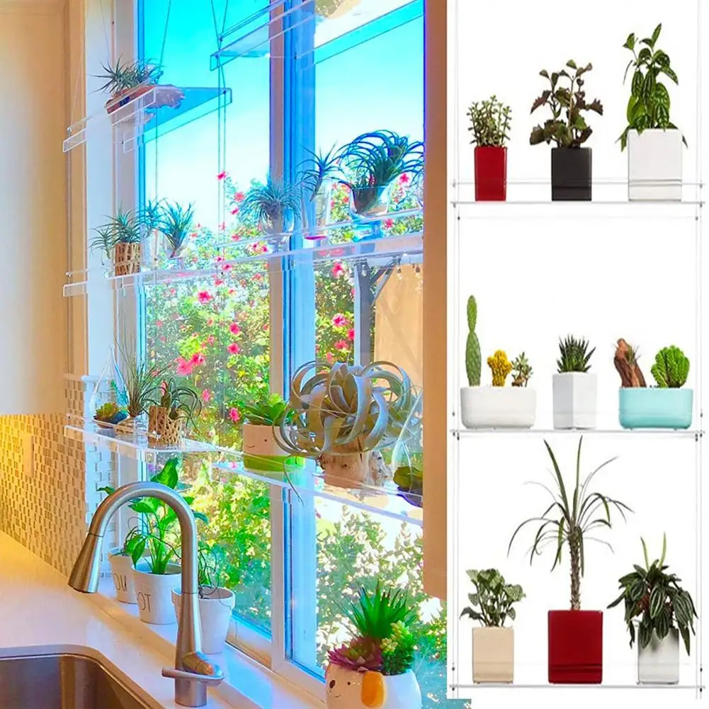 

Plant Shelf Adjustable Waterproof Plastic Rectangular Hanging Shelf for Living Room Accessories