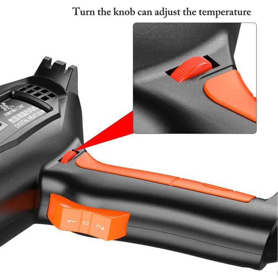 Тепловой пистолет с цифровым дисплеем 2500 Вт регулируемая 2 температуры