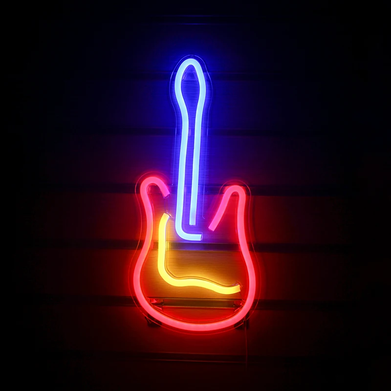 Неоновые вывески Wanxing для гитары 3D светильник музыкальная бара настенное