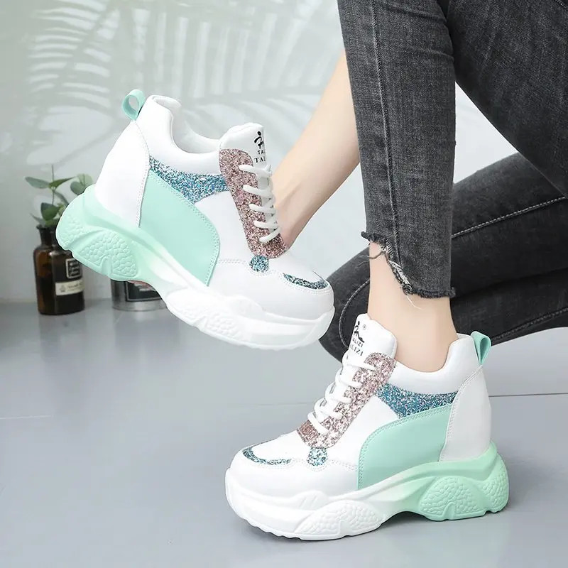 

Кроссовки женские с радужной подошвой, Повседневная модная удобная обувь с вулканизированной подошвой, блестящие сетчатые