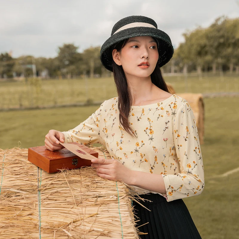 Осенняя винтажная женская рубашка INMAN хлопковые топы с круглым вырезом и рукавом