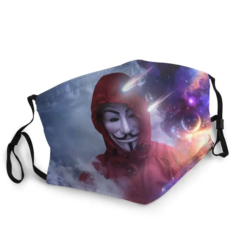 

Space Guy Fawkes Anonymous Non-Disposable Adult Face Mask V For Vendetta Anti Dust Protection Cover Respirator Mouth-Muffle