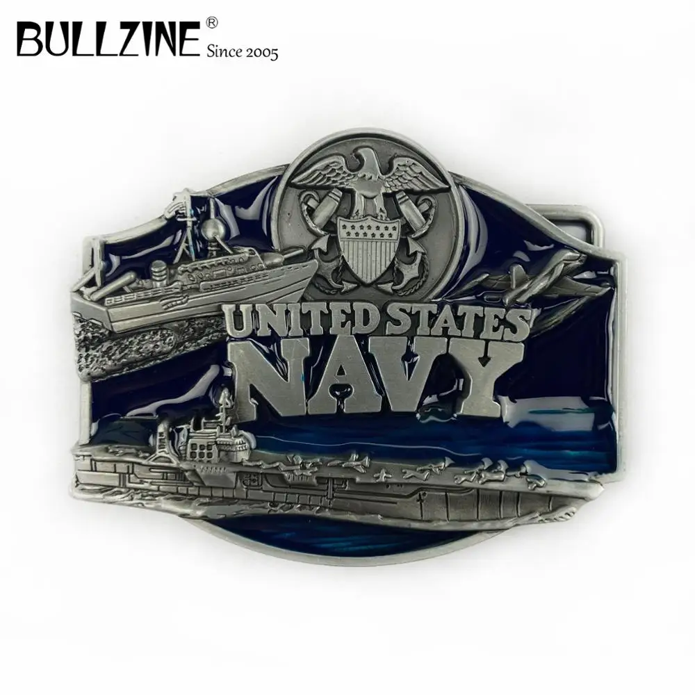 Bullzine zinc alloy US NAVY military belt buckle pewter finish FP-02223 LUXURIOUS cowboy jeans gift | Дом и сад