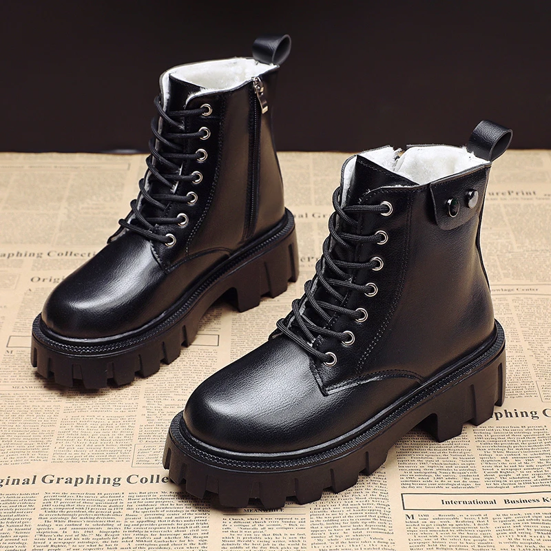 

Женские ботинки на платформе, с круглым носком, на шнуровке