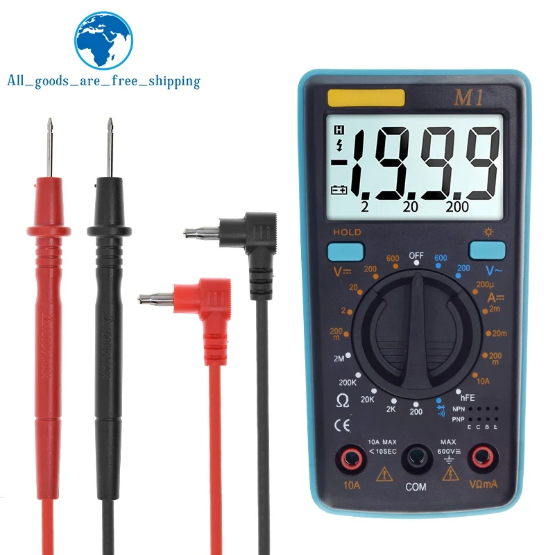 

M1 Digital Multimeter Tester True Rms Resistance Transistor Diode DC/AC Voltage Measure With Screen Bright