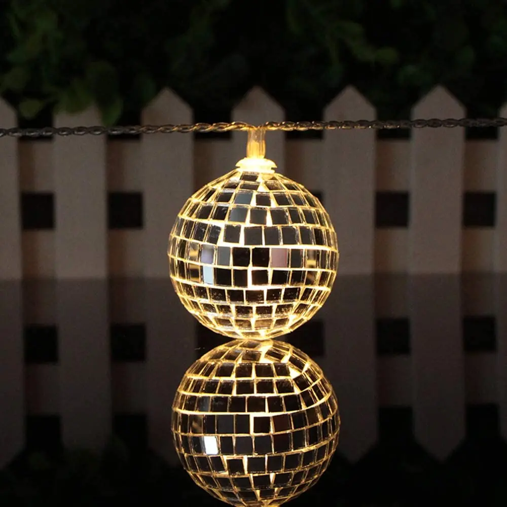 

String lights mirror ball lights disco ball lights USB powered style outdoor indoor bedroom windows Christmas tree decoration