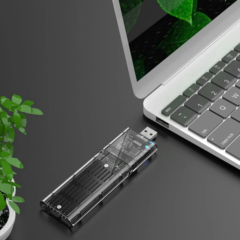 Внешний M.2 NGFF SATA SSD корпус высокоскоростной USB3.0 Gen1 5 ГБ/сек. Прозрачный чехол для