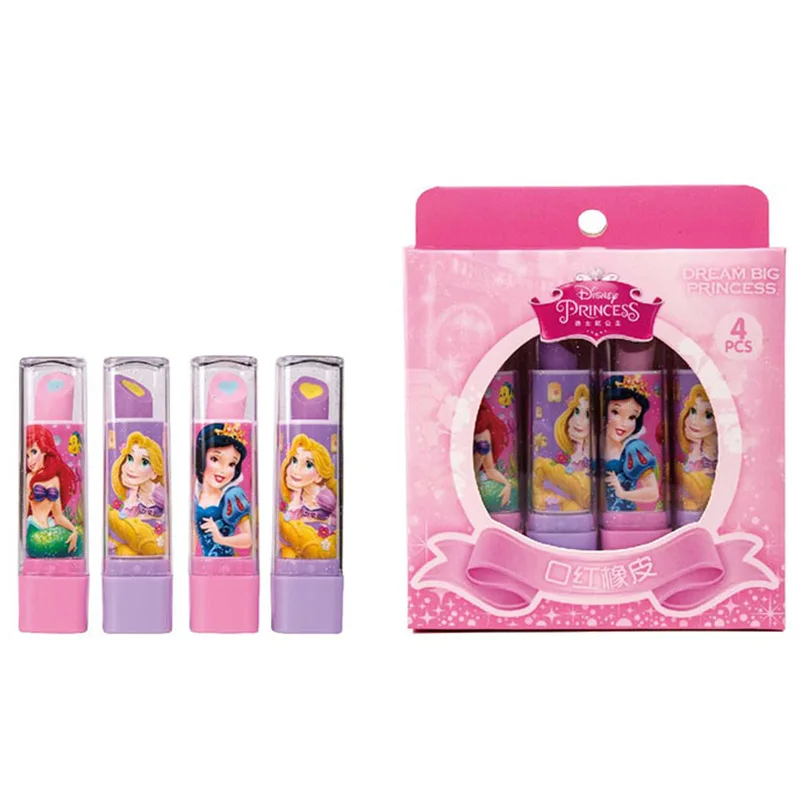 

Disney Special 4pcs Frozen Princess Student Childrens Stationery Creative Lipstick Eraser School Supplies Birthday Gift Prize