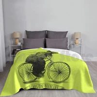 bears on bicycles lime option blanket for sofa bed travel bear bicycle vintage lime green bowler cute