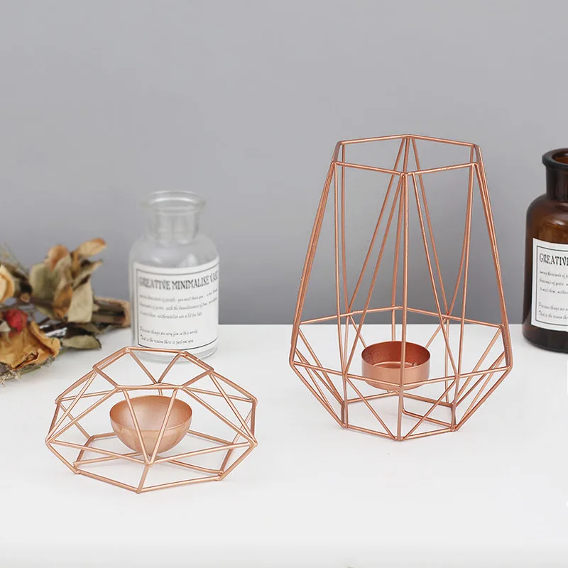 Скандинавские подсвечники из розового золота креативные минималистичные