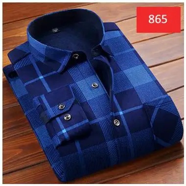 С добавлением шерсти мужская клетчатая рубашка на пуговицах нагрудный карман