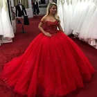 Ярко-красное бальное платье Quinceanera, платья с открытыми плечами, Украшенные бусинами, на шнуровке, милые 16 платьев, платья для выпускного вечера, vestidos de quin