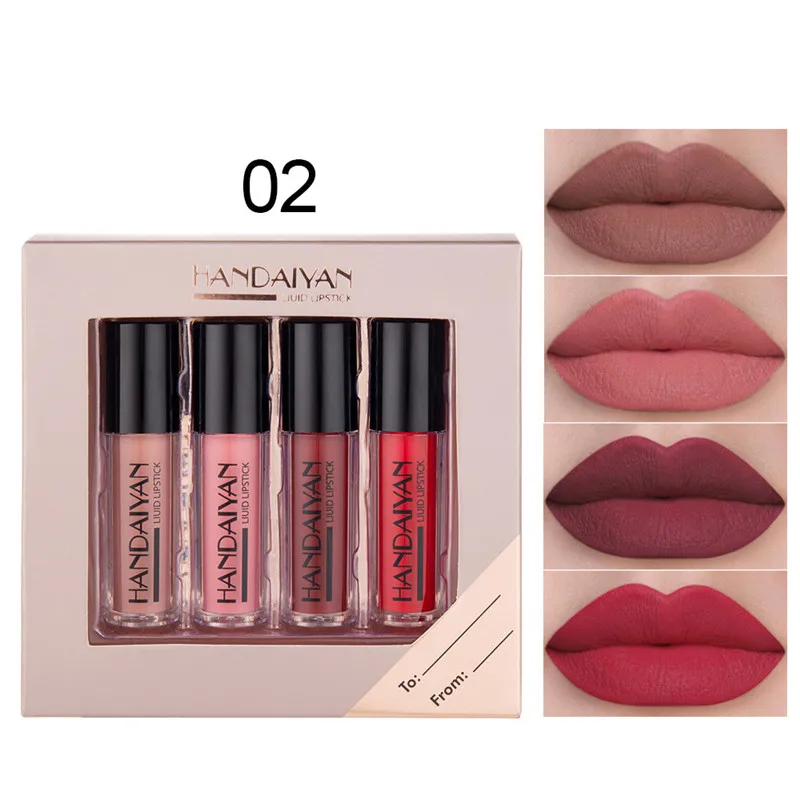 

4pcs/Set Liquid Matte Lipstick Lip Gloss Professional Makeup Matte Lipstick Lip Kit Long Lasting Cosmetics Maquiagem for Women