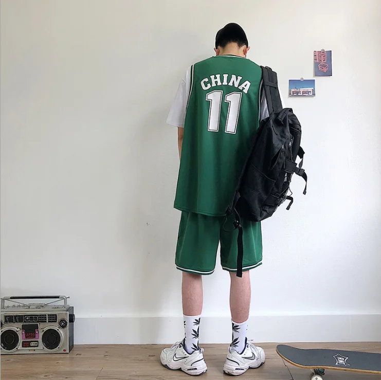 

Summer 2020 new men's sports suit fashion brand short sleeve T-shirt ins Capris trend versatile basketball clothes