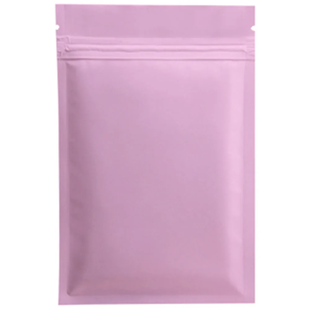 100PCS Matte Pink Heat Seal Big Aluminum Foil Mylar Ziplock Pouches Food Powder Storage Thick Tear Notch Zip Lock Flat Pouches