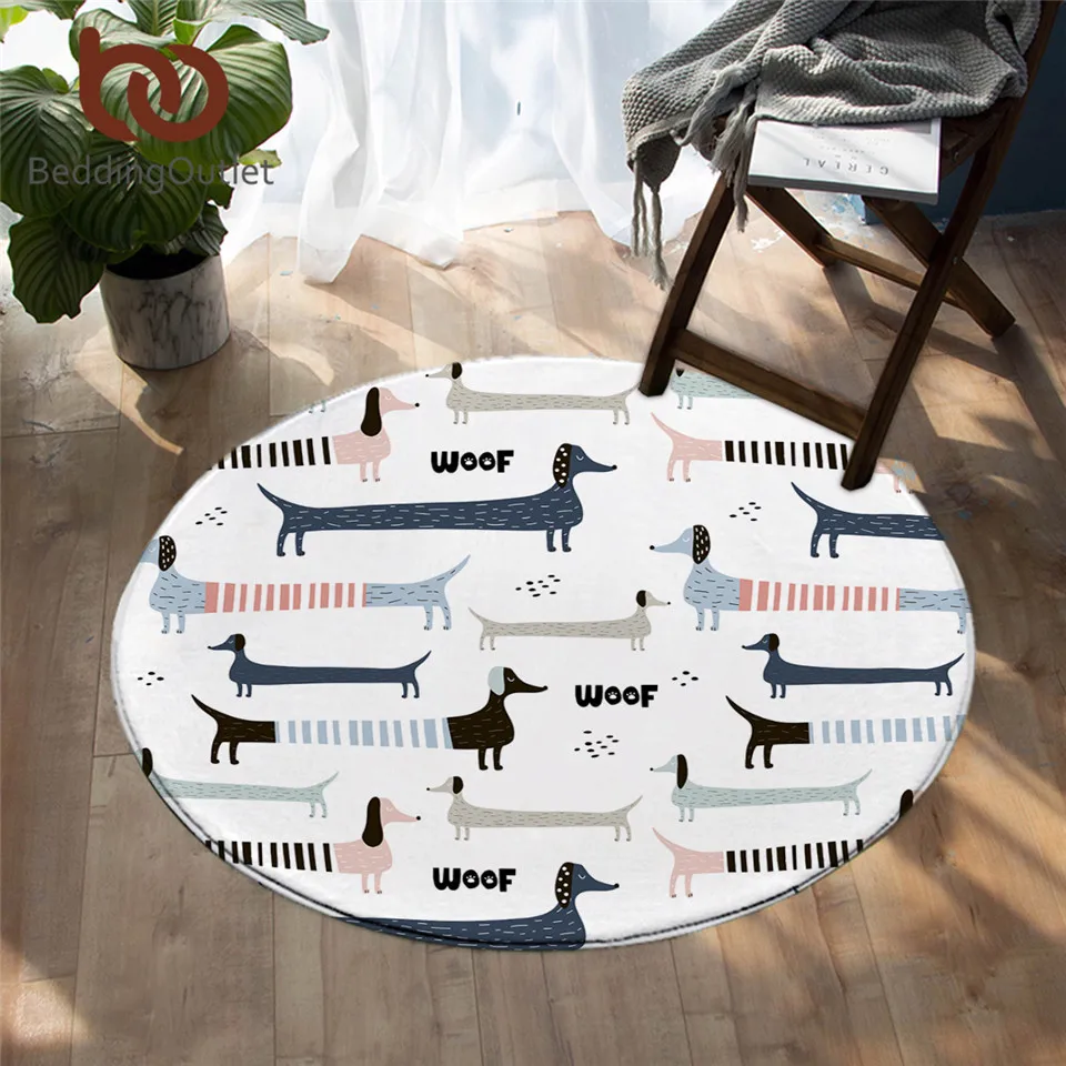 BeddingOutlet напольный коврик такса мультяшный нескользящий круглый ковер для детей