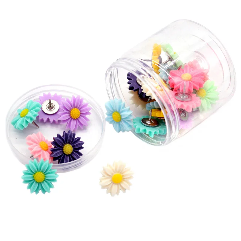 

30pcs/box New Daisy Flower Thumb Tacks Map Thumbtacks Diy Photos Office&school Supplies
