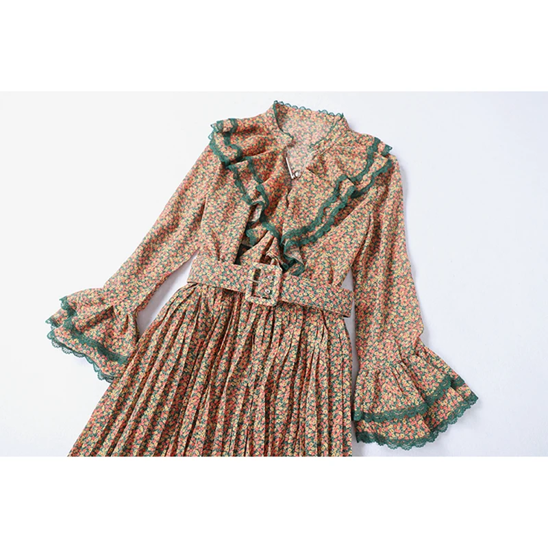 Женское Плиссированное Платье дизайнерское подиумное платье с расклешенным