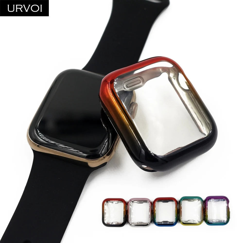 Чехол URVOI для Apple Watch series 5 4 3 2 мягкая ТПУ Рамка с полным покрытием и градиентными