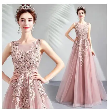 

Pink bride wedding toasting dress Dinner annual performance Bridesmaid wedding dress