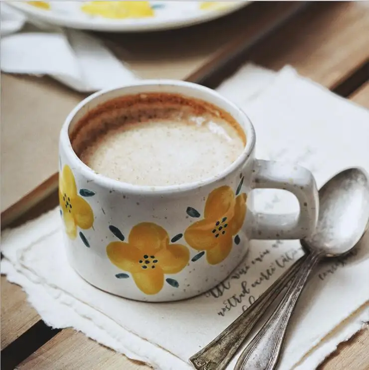 

Цветочная Кружка Ручной Работы керамическая чашка для чая кофе молока ручная роспись