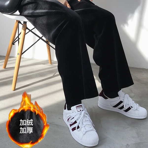 

Шикарные вельветовые брюки в гонконгском стиле женские осенне-зимние свободные прямые брюки с высокой талией и драпировкой в Корейском сти...