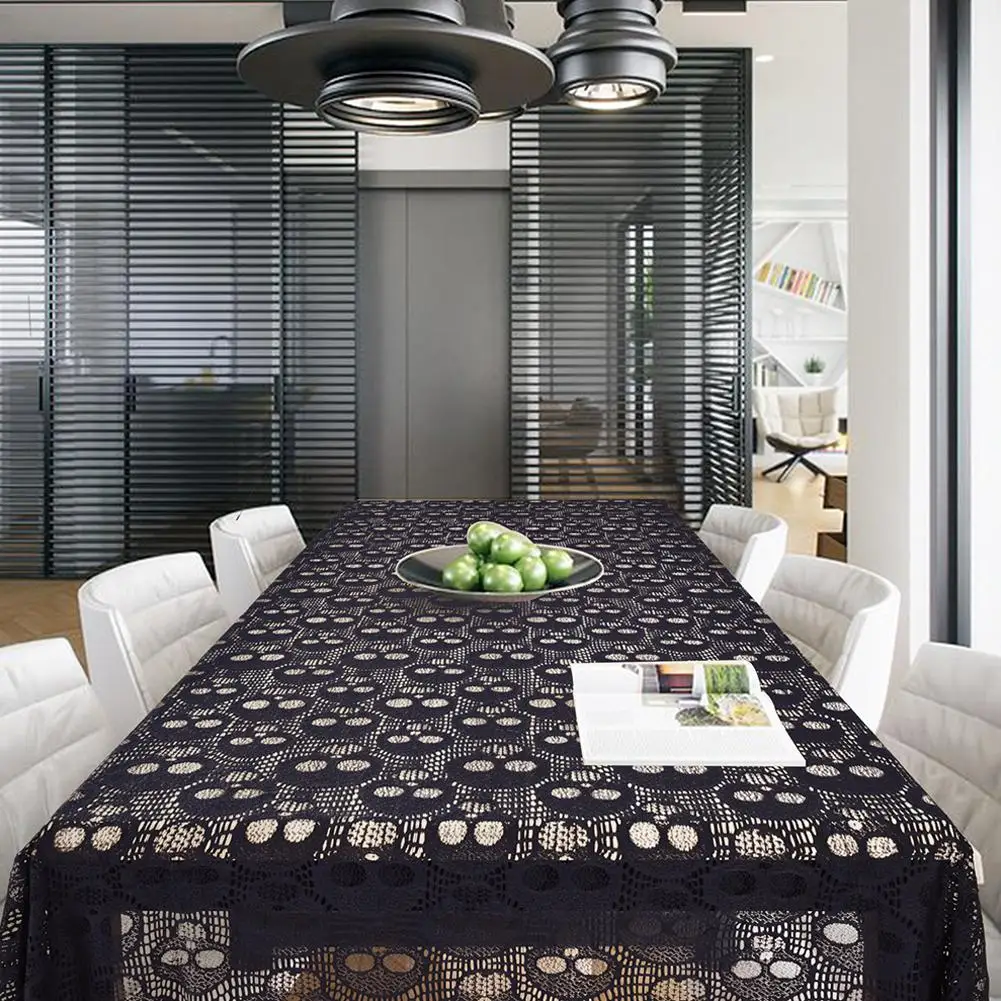 Черный кружевной стол с черепами в виде паутины 1 шт. тканевый чехол для стола на
