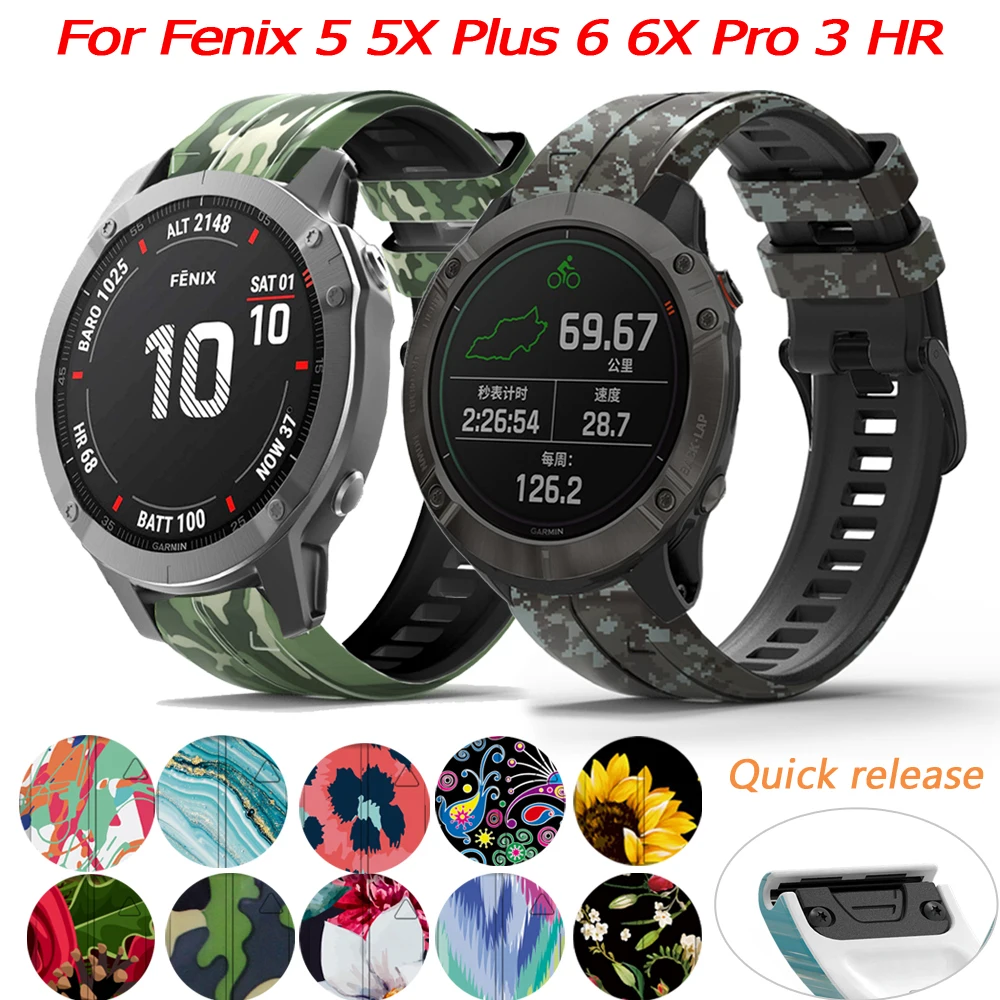 

Ремешок силиконовый для наручных часов, быстросъемный браслет для Garmin Fenix 6 6S 6X Pro 5X 5 Plus 3 HR Easyfit, 26 мм 22 мм