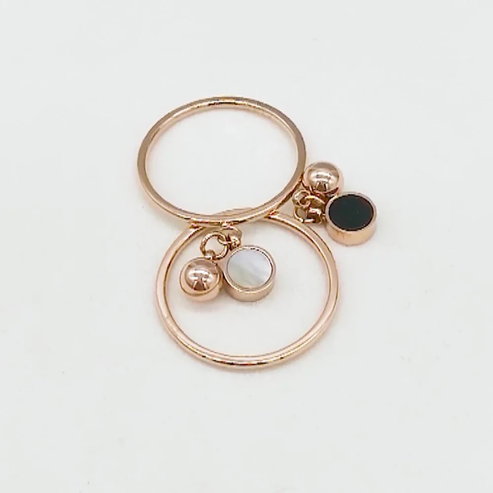 Женское кольцо из нержавеющей стали JeeMango OL белое/черное геометрическое R19014 |