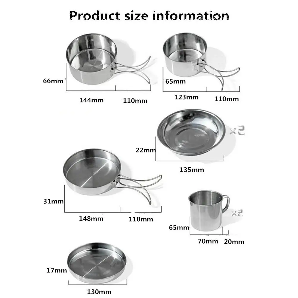 GloryStar 8pcs/set Outdoor Stainless Steel Pot Set Mountaineering Camping Portable Barbecue | Спорт и развлечения