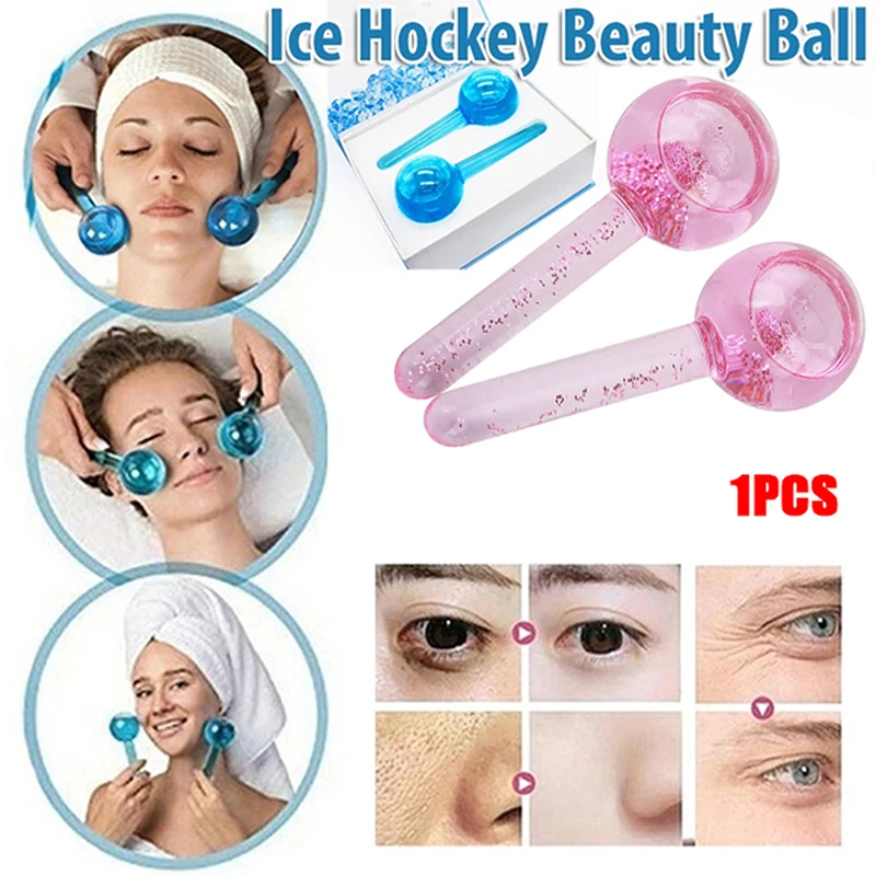 

1 Pair Facial Roller Ball for Face Eye Massage Globes Cooling Beauty Ice Hockey Energy Crystal Ball Water Wave Skin Health Care