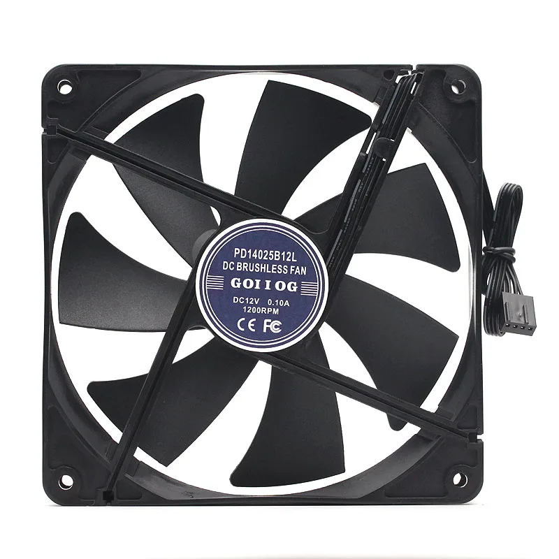 

PD14025B12L 12V 0.1-0.7A Ultra-Quiet Max Airflow Rate 14cm PWM Temperature Control Chassis CPU Double Ball Cooling Fan