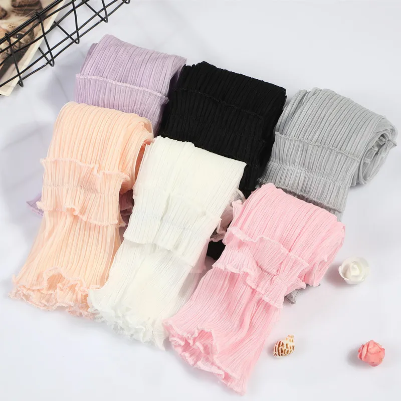 

Fashion Sunscreen Ice Sleeve Pleated Sleeves Lace Cool Sun UV Protection Net Yarn Women Arm Covers Running Cycling Arm Cover