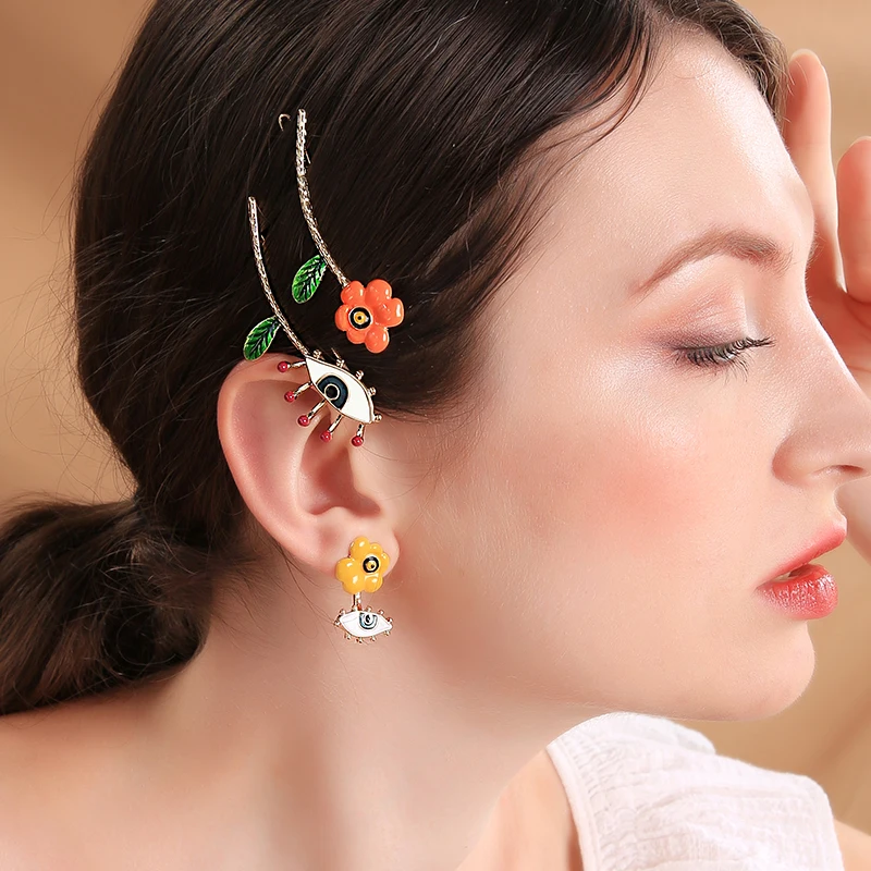 Женские Асимметричные заколки для волос с эмалью и цветами|Украшения волос| |