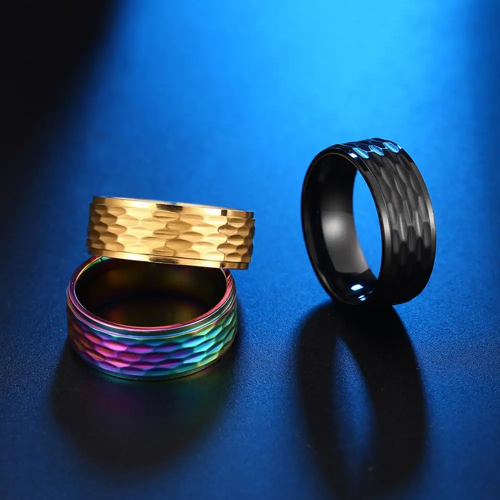 Многоцветное вращающееся кольцо из нержавеющей стали черного и золотого цвета