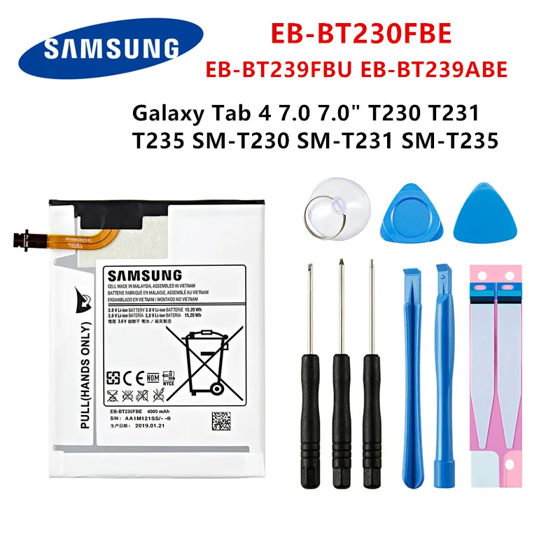 

SAMSUNG Orginal Tablet EB-BT230FBE EB-BT239FBU EB-BT239ABE 4000mAh Battery For Samsung Galaxy Tab 4 7.0" SM-T230/T231/T235+Tools
