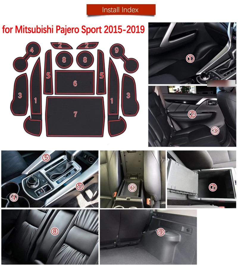 Противоскользящий коврик для Mitsubishi Pajero Sport 2015 2016 2017 2018 2019 Montero Shogun слот ворот Coaster