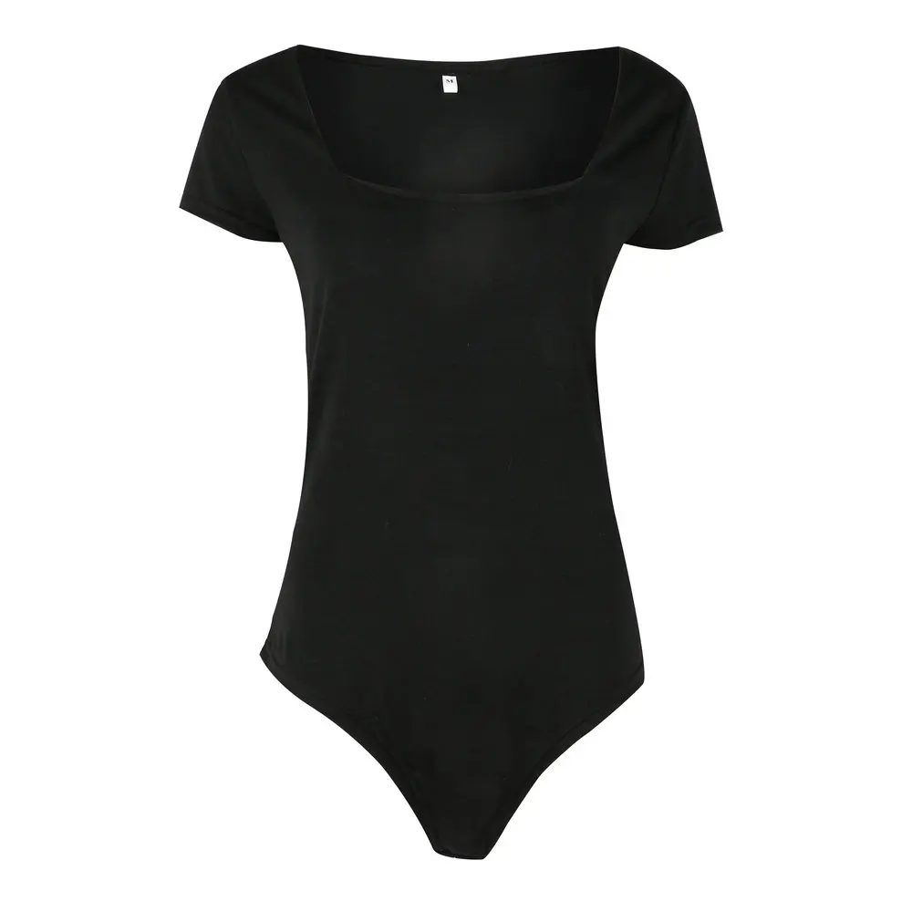 Женское облегающее боди с коротким рукавом красное черное белое круглым вырезом