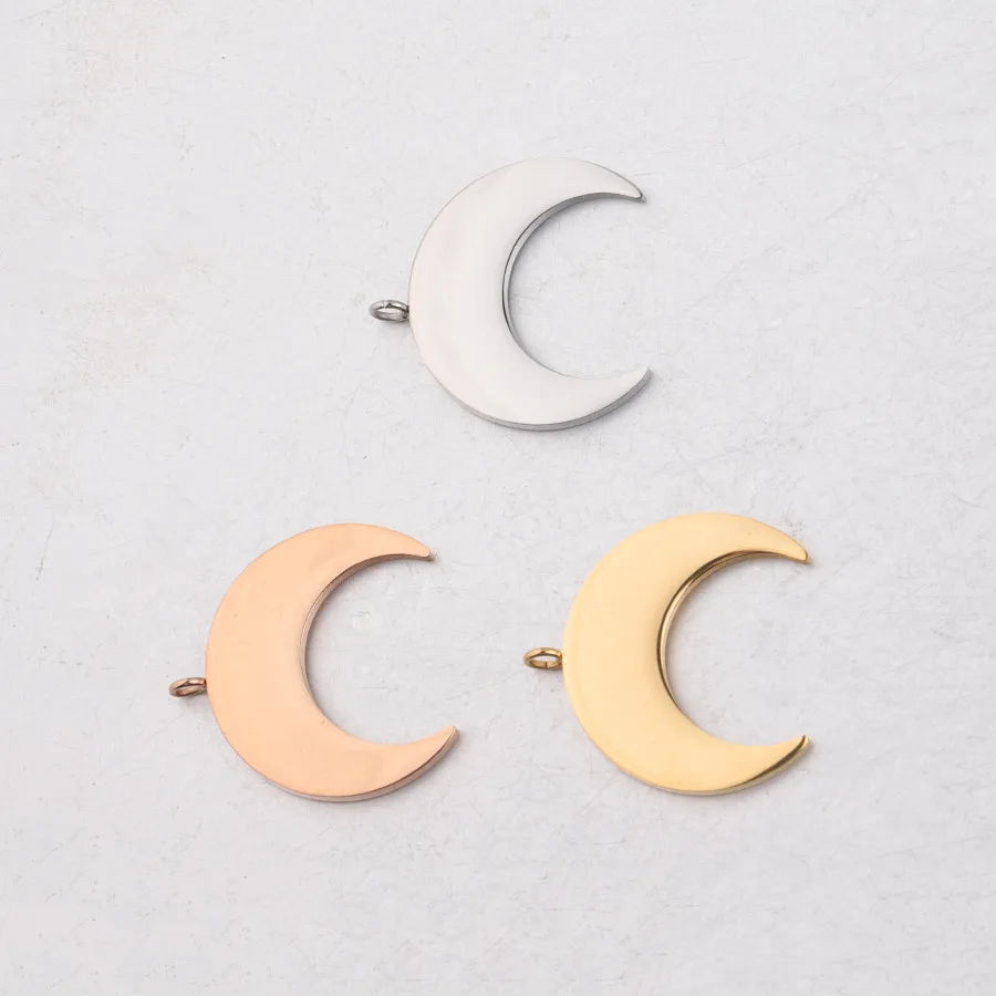 5 шт. подвески из нержавеющей стали с зеркальным полированным полумесяцем