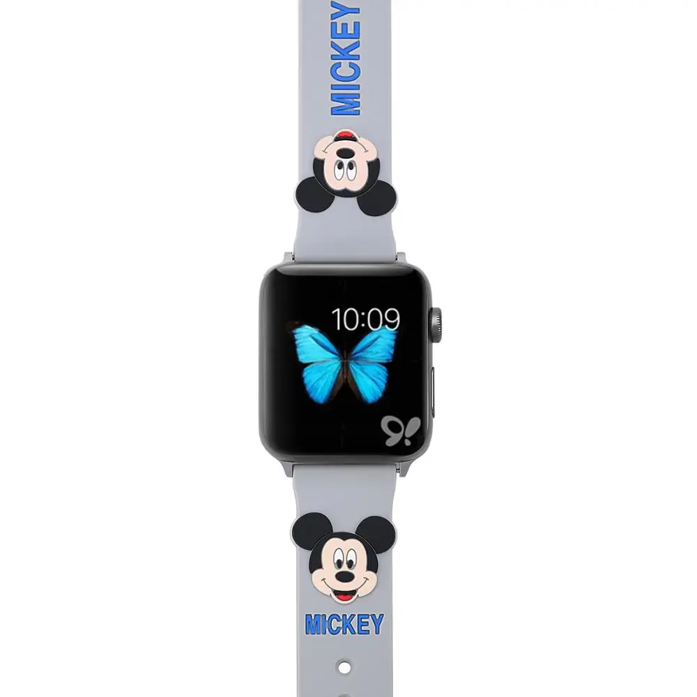 Силиконовый браслет с Микки Маусом для apple watch 44 мм 40 38 42 ремешок iwatch 5/4/3/2/1 Сменные