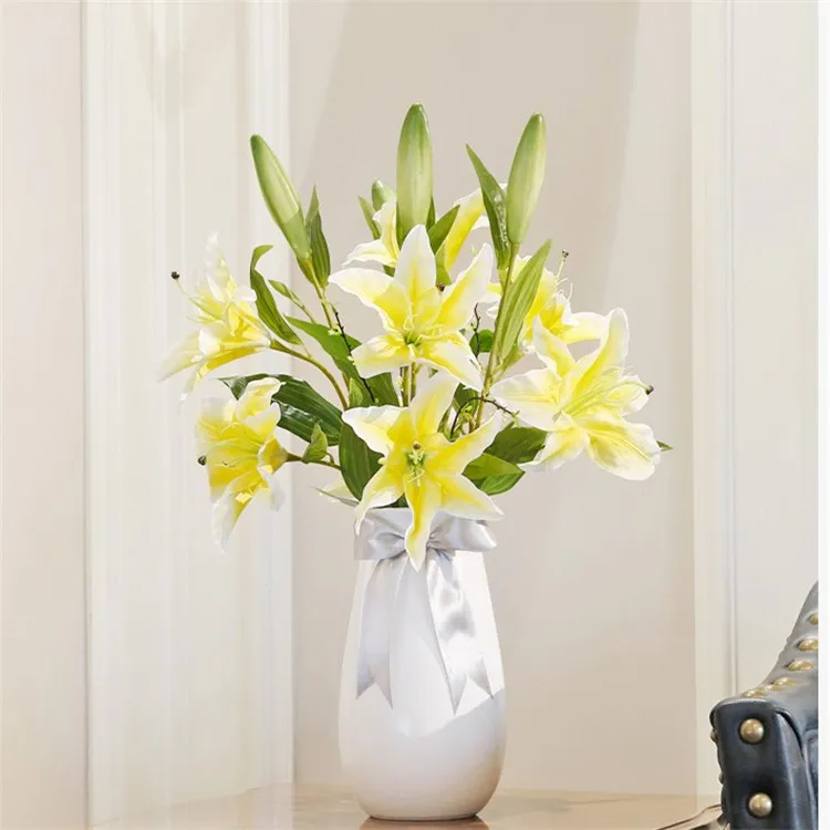 DIY 3 бутоны реалистичные искусственная лилия Флорес Свадебный букет из
