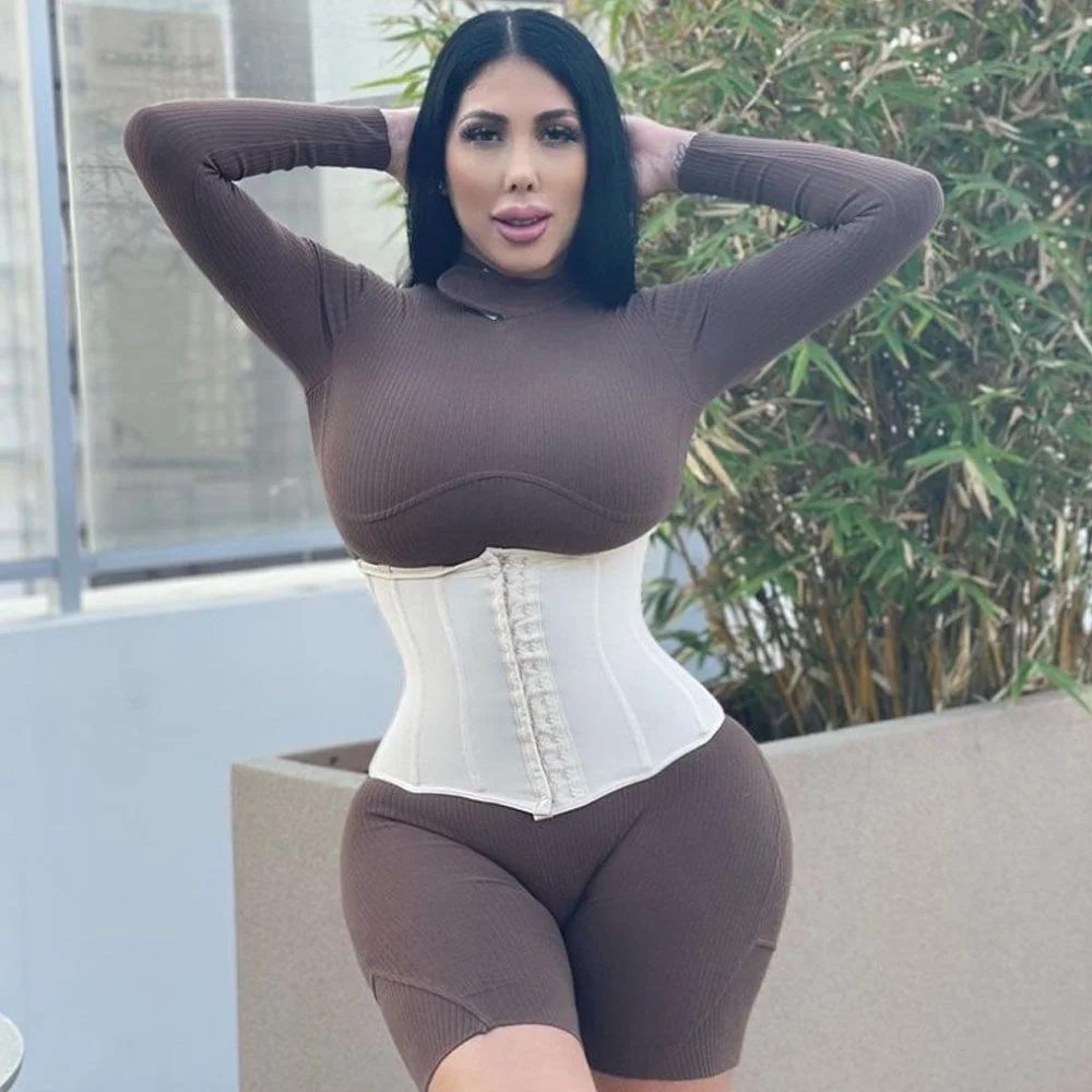 

Female Modeling Belt Faux Leather Sheath Steel Boned Waist Trainer Hourglass Sash Liposuction Compression Kim Kardashian