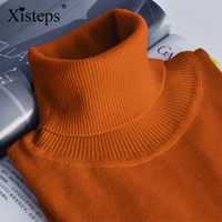 xisteps basic women knitted turtleneck long sleeve sweaters female thick warm pullovers tops lady 2020 winter clothing