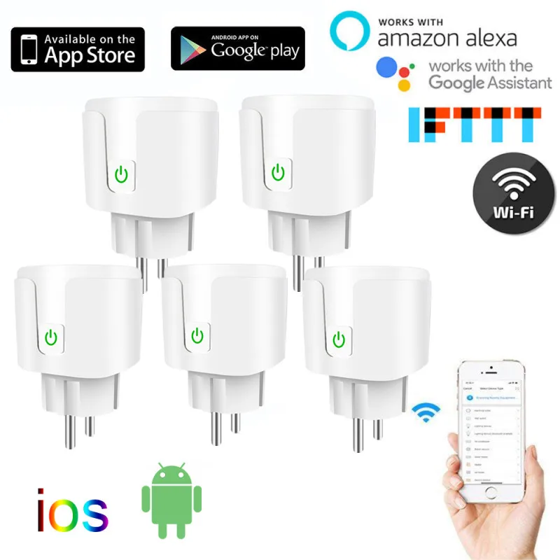 Смарт разъем Wi Fi розетка Smart home EU Plug 16A Мощность монитор Функция времени голос