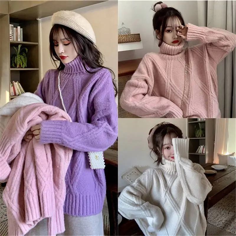 

Утолщенный пуловер для отдыха с высоким воротником, женский модный свитер для женщин на осень и зиму с длинным рукавом