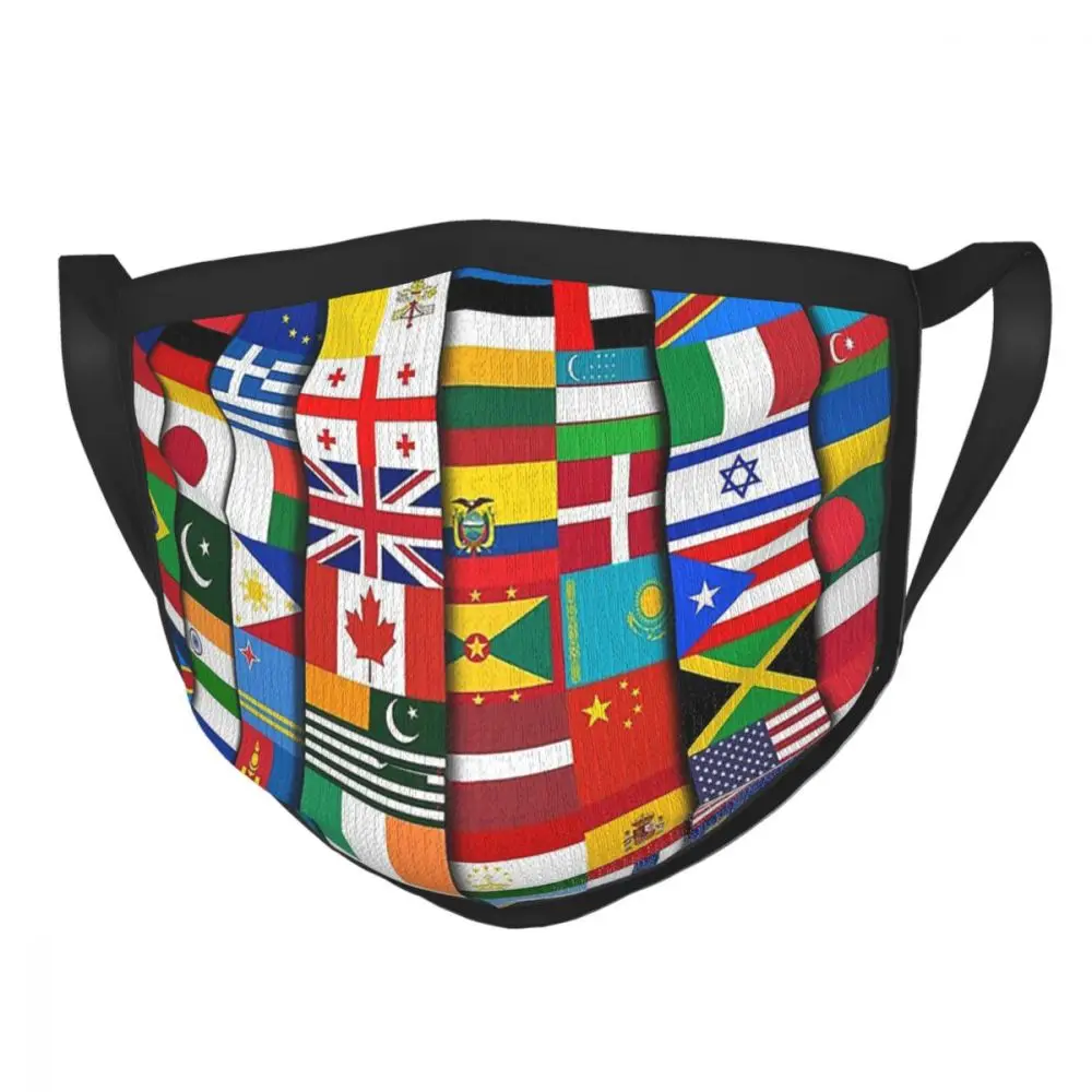 

60 Countries Flags International Gift Non-Disposable Face Mask Anti Haze Dustproof Mask Protection Mask Respirator Mouth Muffle