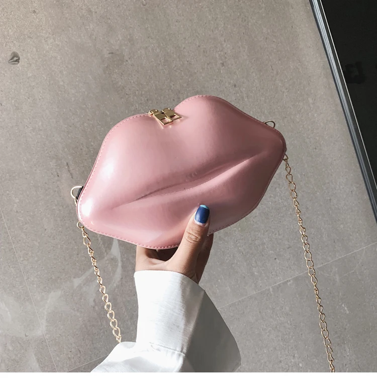 

Women Shoulder Bag 2020 New Fashion Personality Lip Bag Girl Patent Leather Chain Handbag Crossbody Bag Bolsos Evening Bag Purse