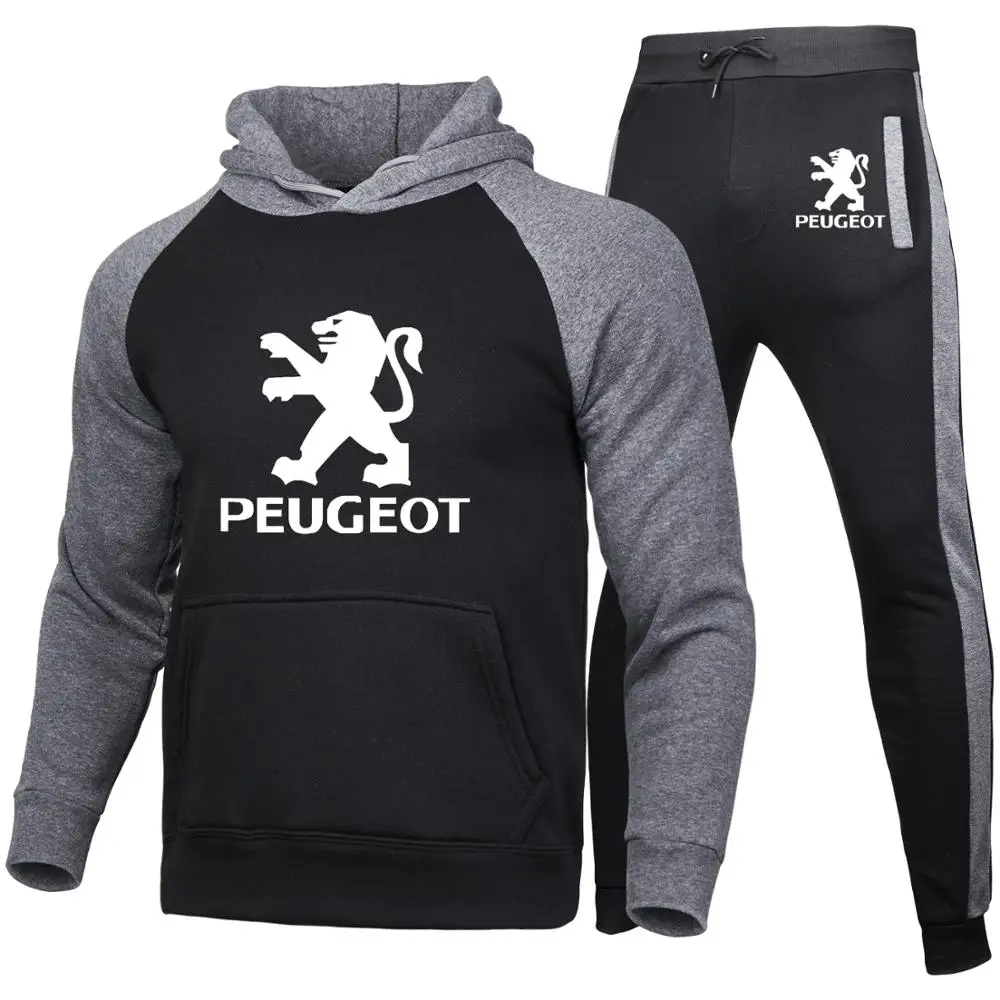 

Men's jackets Peugeot Car Logo printing Spring Autumn high quality Casual High quality Cotton Men's hoodie Sportswear 2pcs