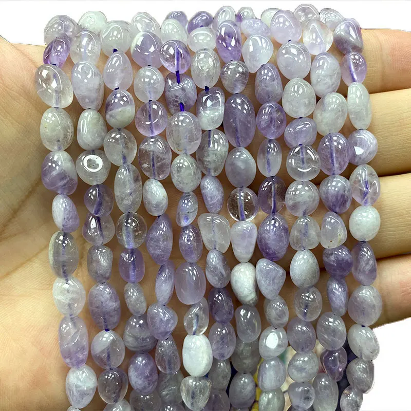 

YWROLE 100% Natural Stone Mauve Jades Irregular Spacer Beads For Jewelry Making DIY Bracelet Necklace Charms 8-10MM 15''