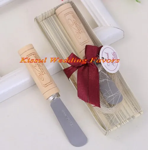 50Pcs/lot Wedding giveaways of Vintage Reserve Stainless-Steel Spreader with Wine Cork Handle gifts and Birthday favors | Дом и сад